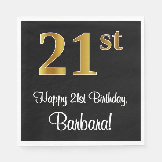 21ste verjaardag ~ Luxurieuze Faux Gold-look # Servet (Voorkant)