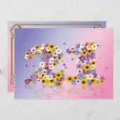 21ste verjaardag, met bloembollen letters kaart (Voorkant / Achterkant)