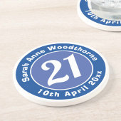 21ste verjaardag met Naam, Leeftijd, & Datum Zandsteen Onderzetter