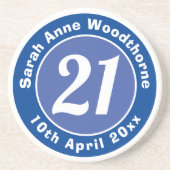 21ste verjaardag met Naam, Leeftijd, & Datum Zandsteen Onderzetter (Voorkant)