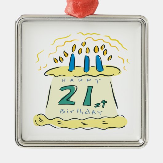 21ste verjaardag metalen ornament (Voorkant)