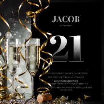 21ste verjaardag minimalistische zwarte en zilverp