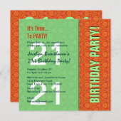 21ste verjaardag Moderne, heldere, groene en Oranj Kaart (Voorkant / Achterkant)