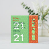 21ste verjaardag Moderne, heldere, groene en Oranj Kaart (Staand voorkant)