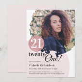 21ste verjaardag Moderne roze zolderfoto op maat Kaart (Voorkant / Achterkant)