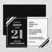 21ste verjaardag Moderne zwarte en witte diner Kaart (Voorkant / Achterkant)