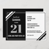 21ste verjaardag Moderne Zwarte en Witte Partij Kaart (Voorkant / Achterkant)