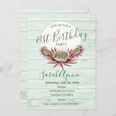 21ste verjaardag Moonlight Cactus Aqua Wood Kaart (Voorkant / Achterkant)