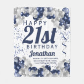 21ste verjaardag Navy Balloons Fleece Deken (Voorkant)