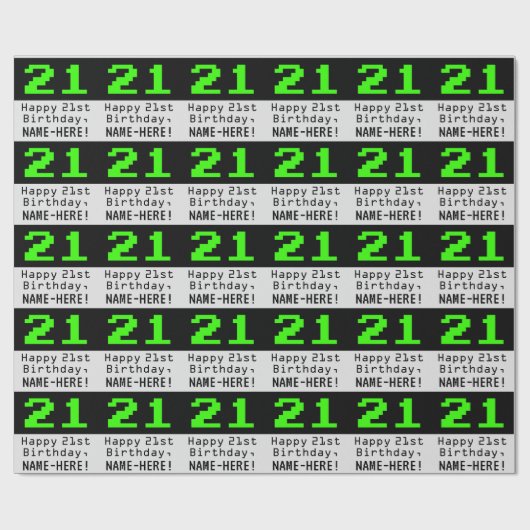 21ste verjaardag - Nerdy / Geeky stijl "21" en naa Cadeaupapier (Vlak)