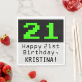 21ste verjaardag - Nerdy / Geeky stijl "21" & naam Servet (Insitu)