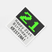 21ste verjaardag - Nerdy / Geeky stijl "21" & naam Servet (Hoek)