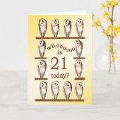 21ste verjaardag, nieuwsgierige uilkaart. kaart (Gele Bloem)