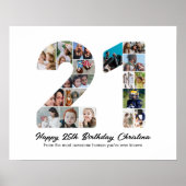 21ste Verjaardag Nummer 21 Fotocollage Jubileum Poster (Voorkant)