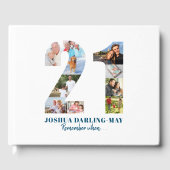 21ste verjaardag Onthoud wanneer... Blauwe fotocol Gastenboek (Voorkant)