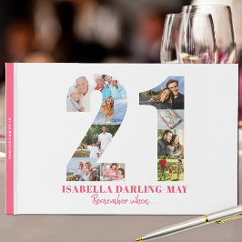 21ste verjaardag Onthoud wanneer... Roze Fotocolla Gastenboek