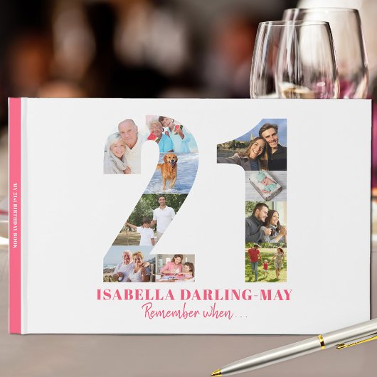 21ste verjaardag Onthoud wanneer... Roze Fotocolla Gastenboek