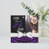 21ste verjaardag Paars 21 Zebra Foto 3 Kaart (Staand voorkant)