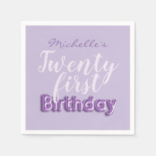 21ste verjaardag paarse ballon type feest servet