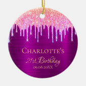 21ste verjaardag paarse glitter regenboog bedankt keramisch ornament (Voorkant)