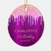 21ste verjaardag paarse glitter regenboog bedankt keramisch ornament (Links)