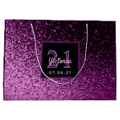 21ste Verjaardag paarse roze glitter meisjesnaam Groot Cadeauzakje (Achterkant)