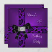 21ste verjaardag Paarse Wilde Black Bow Diamonds Kaart (Voorkant / Achterkant)