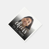 21ste verjaardag Party Foto White Script Cheers Servet (Hoek)