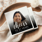 21ste verjaardag Party Foto White Script Cheers Servet