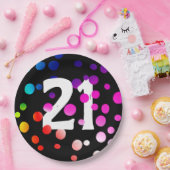 21ste verjaardag regenboogregenboogStippen op zwar Papieren Bordje (Feest)