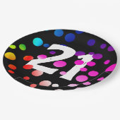 21ste verjaardag regenboogregenboogStippen op zwar Papieren Bordje (Gekanteld)