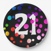 21ste verjaardag regenboogregenboogStippen op zwar Papieren Bordje (Voorkant)