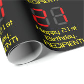 21ste verjaardag: Rode digitale klokstijl "21" + n Cadeaupapier (Rol Hoek)