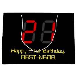 21ste verjaardag: Rode digitale klokstijl "21" + n Groot Cadeauzakje