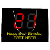 21ste verjaardag: Rode digitale klokstijl "21" + n Groot Cadeauzakje (Achterkant)