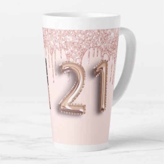 21ste verjaardag roos Gold Blush Druppels Foto Latte Mok (Rechterhoek)