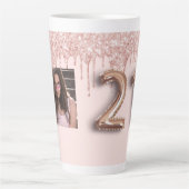 21ste verjaardag roos Gold Blush Druppels Foto Latte Mok (Voorkant)