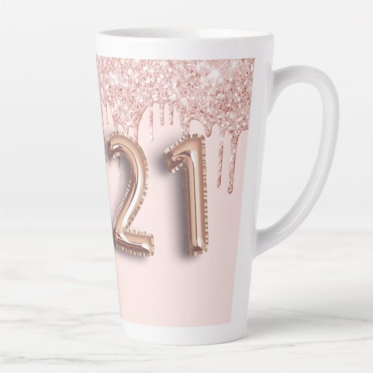 21ste verjaardag roos Gold Blush Druppels Foto Latte Mok (Rechts)