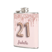 21ste verjaardag roos Gold Blush Druppelt Vrienden Heupfles (Links)