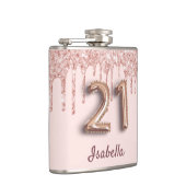 21ste verjaardag roos Gold Blush Druppelt Vrienden Heupfles (Rechts)