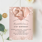 21ste verjaardag roos gouden ballonnen kaart