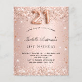 21ste verjaardag roos gouden glitter budget flyer (Voorkant)