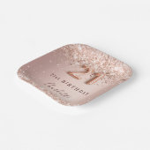 21ste verjaardag roos gouden zwarte glitter naam papieren bordje (Gebogen)