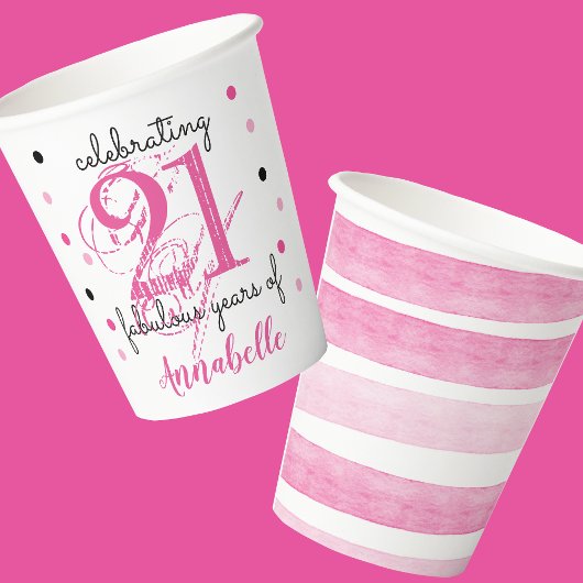 21ste verjaardag ROZE 21 fantastische jaren Papier Papieren Bekers
