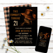 21ste verjaardag Rustic Cowboy Pet en lederen laar Kaart