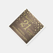 21ste verjaardag Rustic Wood en Gold Diamond Servet (Hoek)