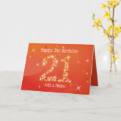 21ste verjaardag - Star Numbers - Rood - 21 jaar K Kaart (Gele Bloem)