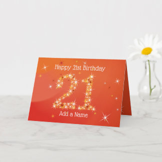 21ste verjaardag - Star Numbers - Rood - 21 jaar K Kaart