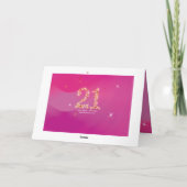 21ste verjaardag - Star Numbers - Roze - 21-jarige Kaart (Achterkant)