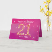 21ste verjaardag - Star Numbers - Roze - 21-jarige Kaart (Gele Bloem)